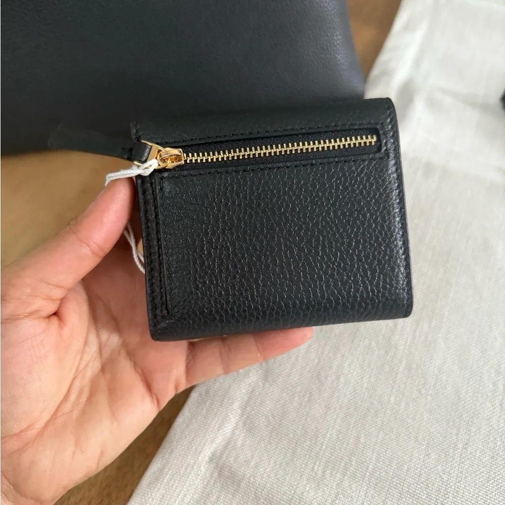 880+! New Tory Burch Britten in black Leather Satchel and Britten bifold wallet